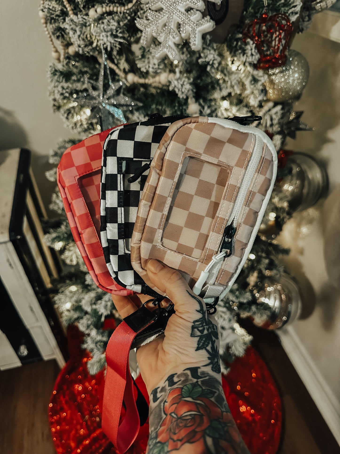Checkered On The Go Wristlet