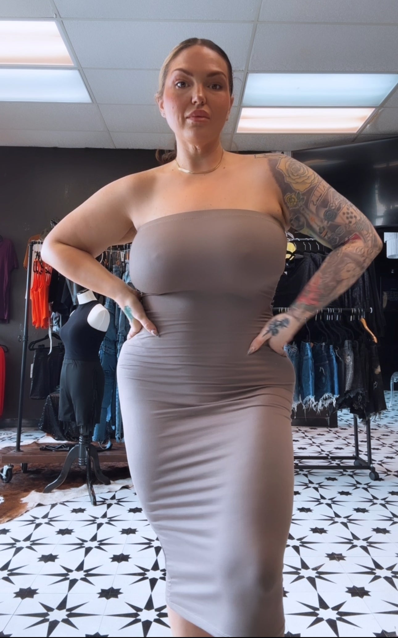 Taupe Bodycon Dress