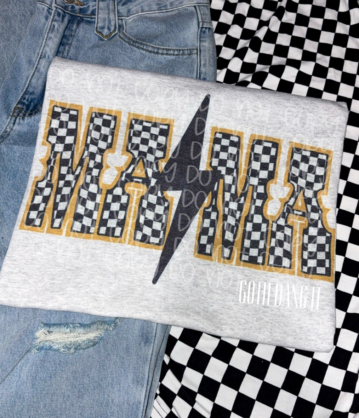 Mama Checkered Bolt Tee