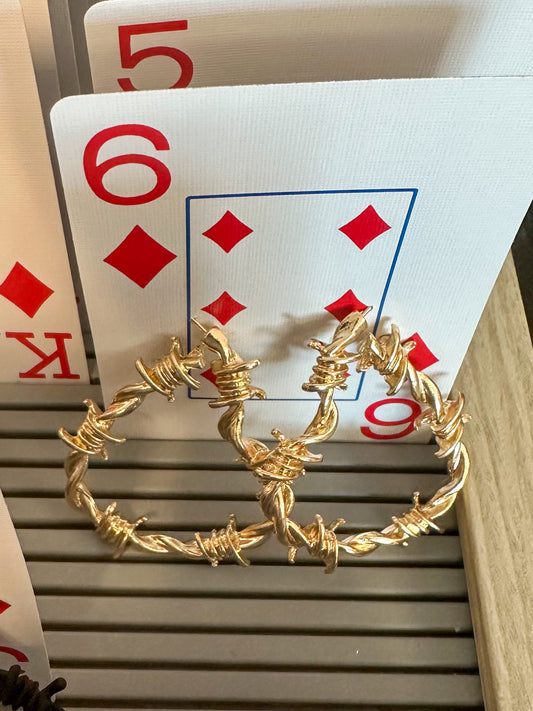 Gold Barbwire Heart Earrings